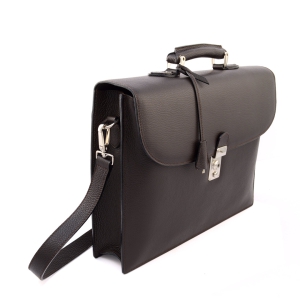 Handmade Italian dark brown leather briefcase for men with shoulder strap - Gaetano 40 - SKU 1800