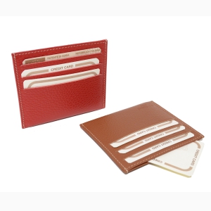 Rigid leather card cases with 6 slots and top compartment