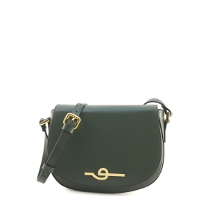 Small italian leather crossbody bag in green color - Unica-Sku 2974