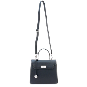 Anna 26 black Italian leather bag with adjustable crossbody strap