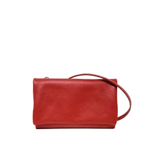 Lucy-italian leather crossbody clutch bag in cherry red color-sku 2884