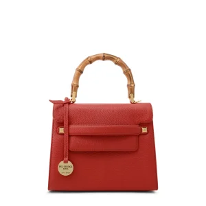 Amelia S Bamboo - Borsa in pelle artigianale da donna colore rosso ciliegia - sku 2954-B