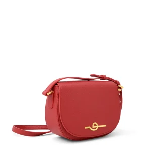 Vista laterale 2 - Borsa a tracolla donna in pelle artigianale rosso ciliegia - Unica - sku 2974