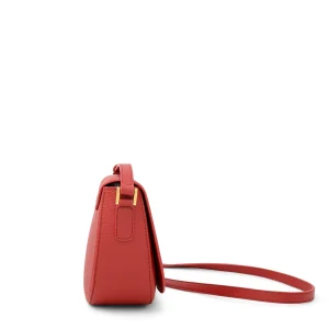 Vista laterale Borsa a tracolla donna in pelle artigianale rosso ciliegia - Unica - sku 2974