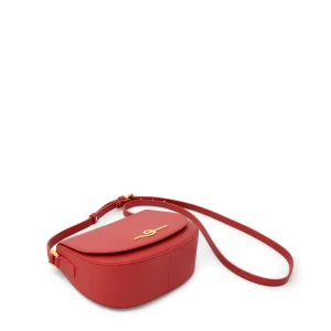 Vista dal basso - Borsa a tracolla donna in pelle artigianale rosso ciliegia - Unica - sku 2974